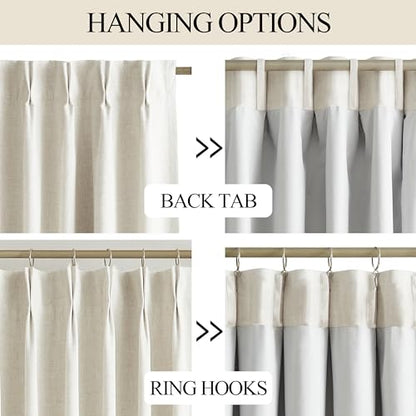 Vision Home Natural Pinch Pleated Full Blackout Curtains Linen Blended Room Darkening Window Curtains 72 inch for Living Room Bedroom Thermal Insulated Pinch Pleat Drapes with Hooks 2 Panel 40"Wx72"L - color: Natural, size: 40"W x 72"L (Pack of 2)