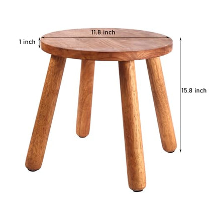 Round Solid Wooden Stool,Plant Stand,Step Stool,Walnut,15.8" H - color: Walnut, size: 15.8inch