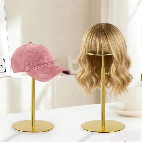 2 Pack Golden Hat Display Stand Adjustable Height 8.7-14.6 Inches