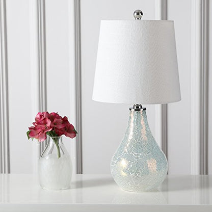 JONATHAN Y Mona Coastal Mini LED Table Lamp 20" Bedside, Mosaic White - color: White