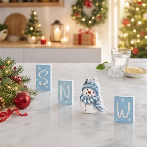 Smile Christmas Snow Winter Wooden Tabletop Decor - style: Letter Snow