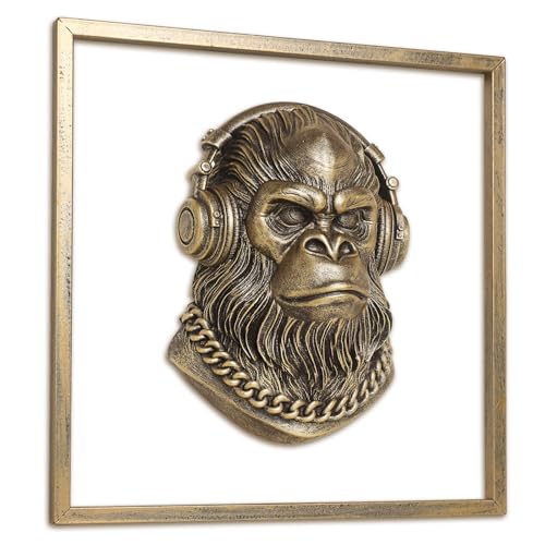 JJALIGHTS Exquisite Resin Animal Head Wall Sculpture (Gift Metal Frame) - Imitation Copper Vintage Decor for Living Room, Bedroom & Office | Decorative Wall Hanging Art (Bigfoot) - color: Bronze Bigfoot