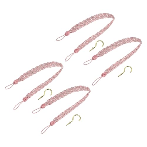 uxcell 4Pcs Curtain Tiebacks, 58cm/23 Braided Drapery Holdback Holder Decorative Rope Tie Back, Dusty Pink/Mixed Silver - color: Dusty Pink