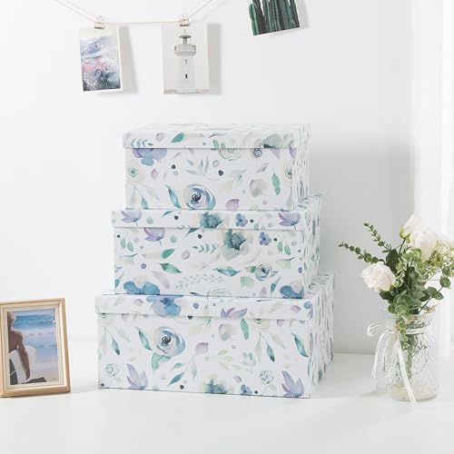 Soul & Lane - Handpicked Bouquet Floral Storage Boxes with Lids, Set of 3 - color: Handpicked Bouquet
