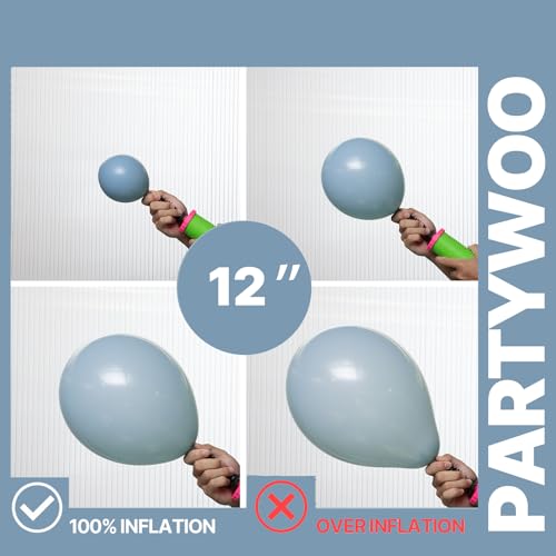 PartyWoo Dusty Blue Balloons 66pcs 12 Inch Slate Blue White Gold Balloons - color: Blue-3321