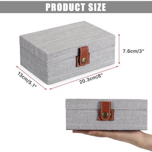 Hipiwe Jewelry Storage Box Treasure Chest Wooden Box with Linen Covered - color: Gray, size: Small