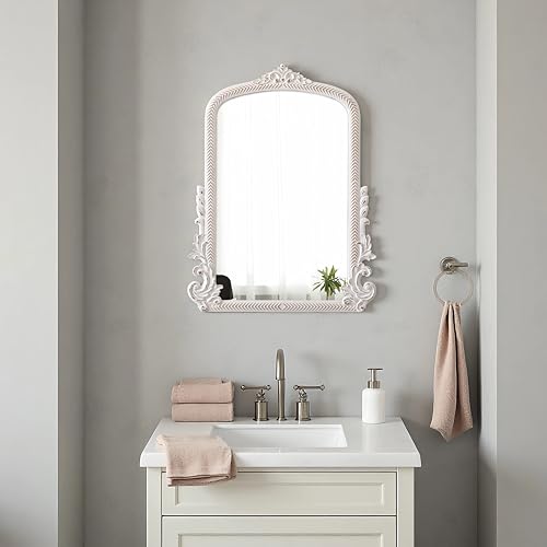 Vintage Arch Mirror 30 X 23 Inch, Distressed White