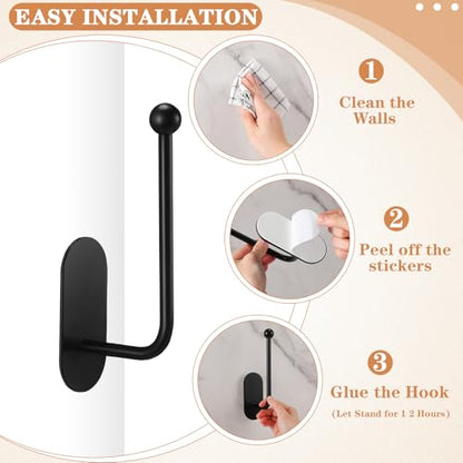 CroBlissful 2 Pcs Adhesive Curtain Holdbacks No Drill Window Hook,Black - color: Black