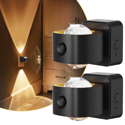 L LOHAS LED Night Light, Motion Sensor Night Lights Plug in Wall Projector - color: Black-Motion