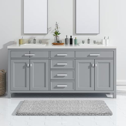 Yimobra Bathroom Runner Rug 47x24, Non Slip Washable Bath Mat, Gray & White - color: Light Gray and White, size: 47" X 24"