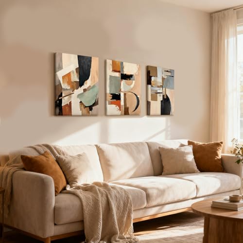 LYYGLYY 3Pcs Framed Abstract Neutral Pastels Canvas Wall Art 16x24 Inches - color: Pastel Color Blocks, size: 16x24 Inches