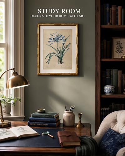 InSimSea Gold Bamboo Framed Wall Art, Retro Lily Botanical Prints, 11x14In - color: African Lily