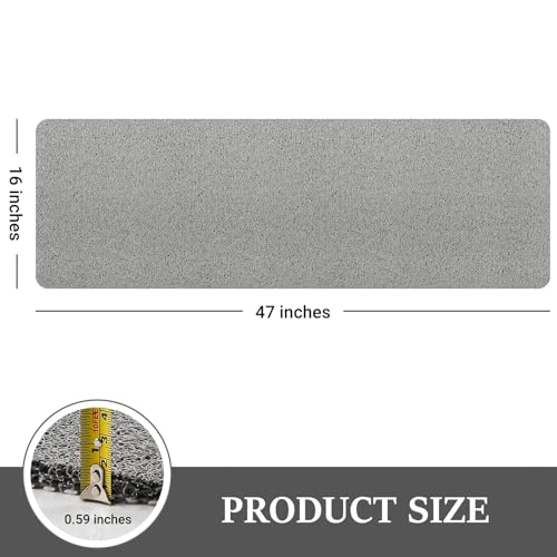 LuxStep Shower Mat Bathtub Mat Non-Slip Bath Mat with Drain, Quick Drying - color: Stylish Grey, size: 47" x 16" (Rectangular)