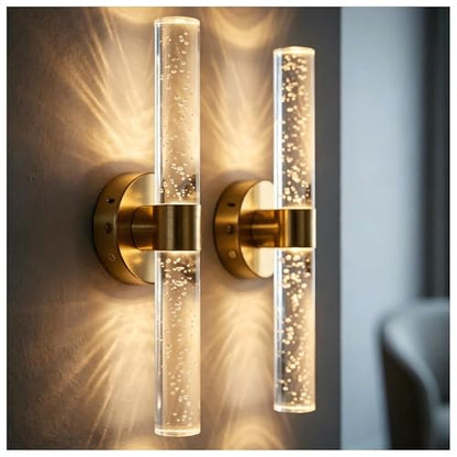 Battery Operated Wall Sconces Set of 2, 10000mAh Rechargeable Wall Light - color: Gold, size: 18 inch
