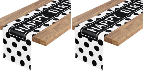 Letjolt Happy Birthday Table Runner 72 Inches Black Dot (Pack of 2) - color: Black Point, size: 12x72 Inches (Pack of 2)