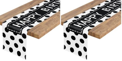 Letjolt Happy Birthday Table Runner 72 Inches Black Dot (Pack of 2) - color: Black Point, size: 12x72 Inches (Pack of 2)