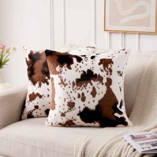 GALMAXS7 Cowhide Throw Pillow Covers Set of 2, 18x18 - color: Cow, size: 18" x 18" (Pack of 2)