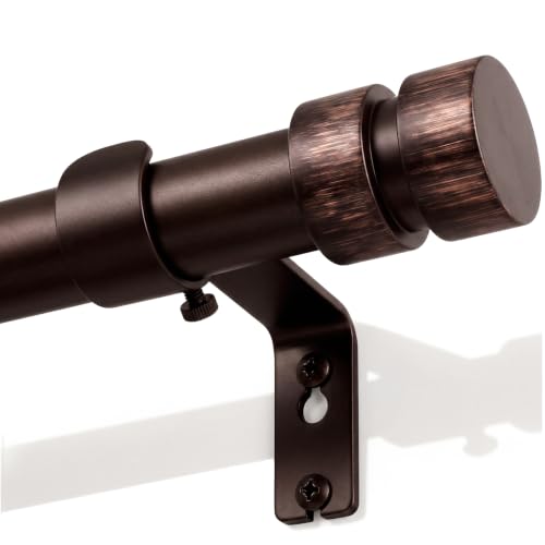 Antique Bronze Curtain Rods for Windows 48 to 84 Inches, 1 Inch Heavy Duty Decorative Curtain Rod with Modern Minimalist Finials, Adjustable Window Rod Set for Bedroom Living Room Kitchen - color: Antique Bronze, size: 28"-88"