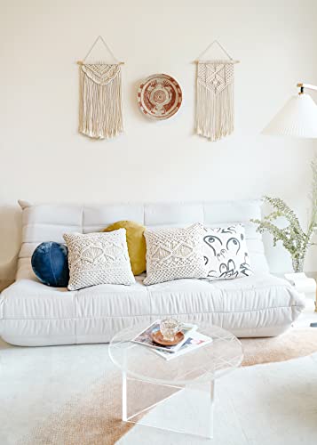 Mkono 2 Pcs Macrame Wall Hanging Boho Wall Art Decor Woven Chic Bohemian Room Decor for Bedroom Nursery Living Room Dorm Apartment, Medium Size 22" L x 13" W and 24" L x 13" W - size: Medium