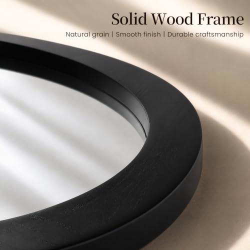 Solid Wood Asymmetrical Irregular Framed Wall Mirror, 20"x30" - color: Black, size: 30"L x 20"W