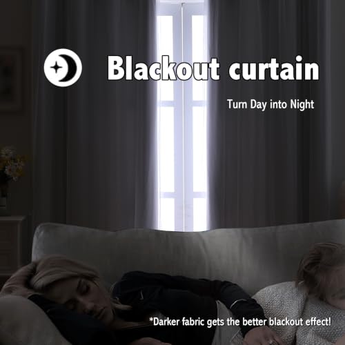 indistar Home Blackout Curtains Double Layer Solid Sheer Grommet Top Window Curtain Panel Pair, 35Wx80L,Greyish White - color: Greyish White, size: 35"W x 80"L (Pack of 2)