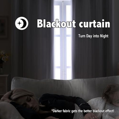 indistar Home Blackout Curtains Double Layer Solid Sheer Grommet Top Window Curtain Panel Pair, 35Wx80L,Greyish White - color: Greyish White, size: 35"W x 80"L (Pack of 2)