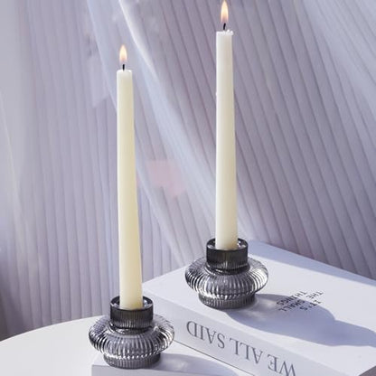 VOHO Smoky Grey Taper Candle Holders Set of 6, Candle Sticks Holder Decor - color: Gray