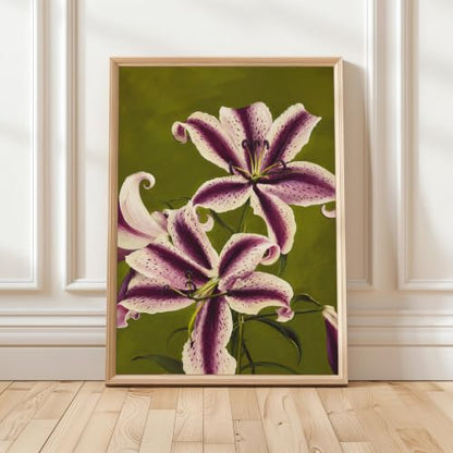 Abstract Floral Wall Art Purple Lily Canvas Wall Art 16x24 inch Unframed - color: Purple Lily Wall Art, size: 16L" x 24W"