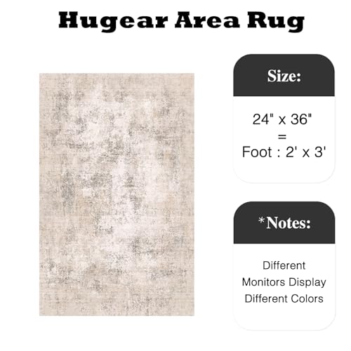 HUGEAR 2x3 Beige Abstract Washable Area Rug for Entryway - color: Beige, size: 2' x 3' (Rectangular)