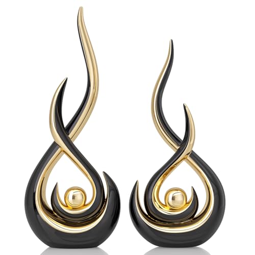 XMGZQ Modern Abstract Art Home Decor Accent,Contemporary Statues Coffee Table Decor for Living Room,Table Centerpieces for Dining Room,Ceramic Sculptures Knick Knacks for TV Stand Show Piece (Black) - color: Black