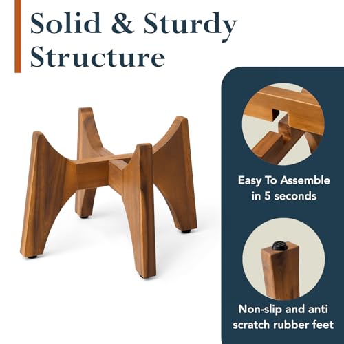 KUTE NEST 11.5" H x 17.9" W Acacia Solid Wood Plant Stand - Walnut - color: Walnut, size: Low - Medium - 11.5"H x 17.9"W