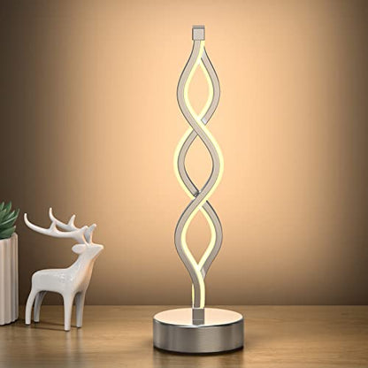 NUÜR Silver Infinity Spiral LED Table Lamp, Dimmable Bedside Lamp - color: Silver