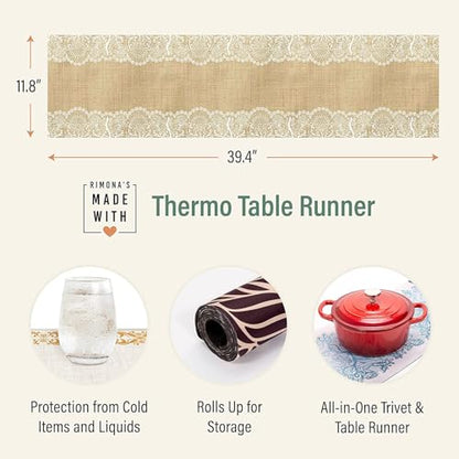RIMONA'S Heat Resistant Table Runner Trivet Mat - Everyday Jute Lace, 40" - color: The Everyday Jute Lace
