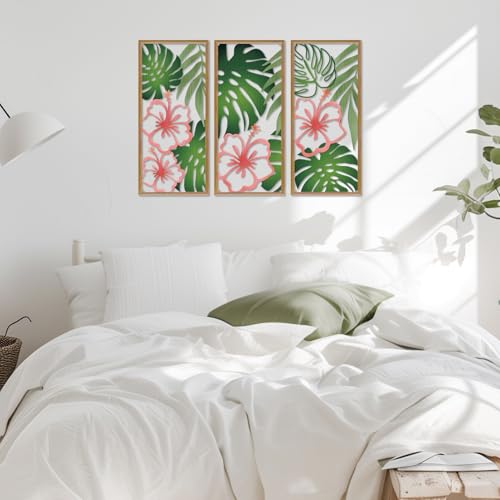Resama Palm Leaves Metal Wall Decor 3 Pcs Tropical Wall Art - color: Fresh Style