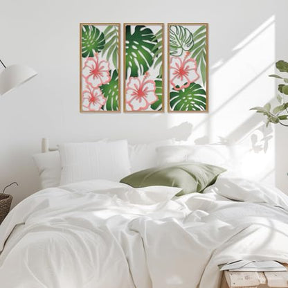 Resama Palm Leaves Metal Wall Decor 3 Pcs Tropical Wall Art - color: Fresh Style