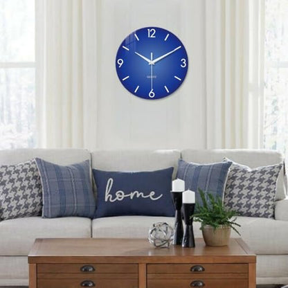 XFM Blue Glass Wall Clock 14 Inch Modern Simple - color: Blue, size: 14inch