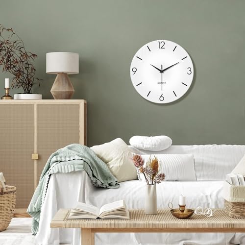 XFM Modern Simple Glass Wall Clock 20 Inch Large White - color: White, size: 20inch