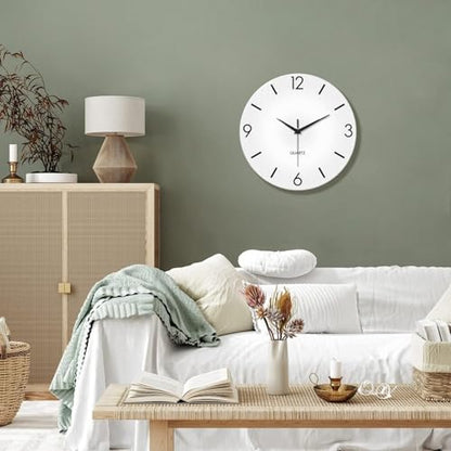 XFM Modern Simple Glass Wall Clock 20 Inch Large White - color: White, size: 20inch
