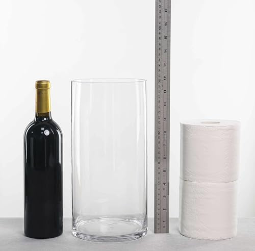 CYS EXCEL (H:12" D:6") Large Cylinder Clear Glass Vase for Wide Bouquet Flower Vase Centerpieces Display Hurricane Floating Candle Holder - size: H-12" D-6"