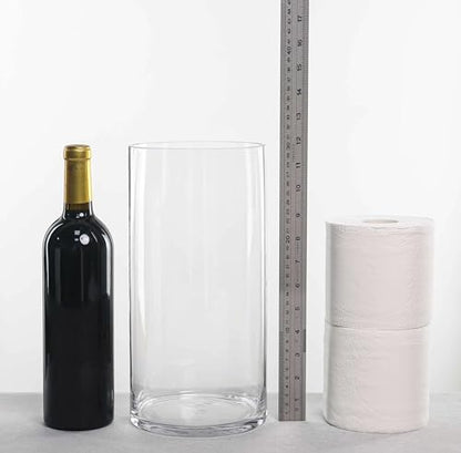 CYS EXCEL (H:12" D:6") Large Cylinder Clear Glass Vase for Wide Bouquet Flower Vase Centerpieces Display Hurricane Floating Candle Holder - size: H-12" D-6"