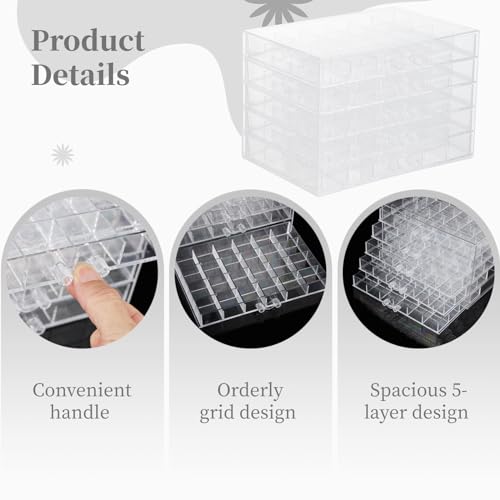 Homaisson Earring Storage Box Organizer, Acrylic Jewelry Storage Box Holder with 5 Drawers, Transparent Jewelry Display Stand with 120 Small Compartments, Earring Gift Box for Women