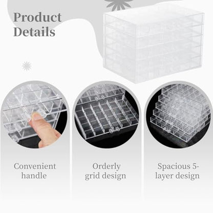 Homaisson Earring Storage Box Organizer, Acrylic Jewelry Storage Box Holder with 5 Drawers, Transparent Jewelry Display Stand with 120 Small Compartments, Earring Gift Box for Women