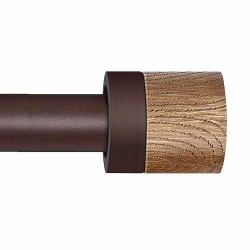 1 Pack Boho Rustic Adjustable Wood Curtain Rod 32-45 Inch, Bronze - color: Bronze, size: 32"-45"|1 PACK