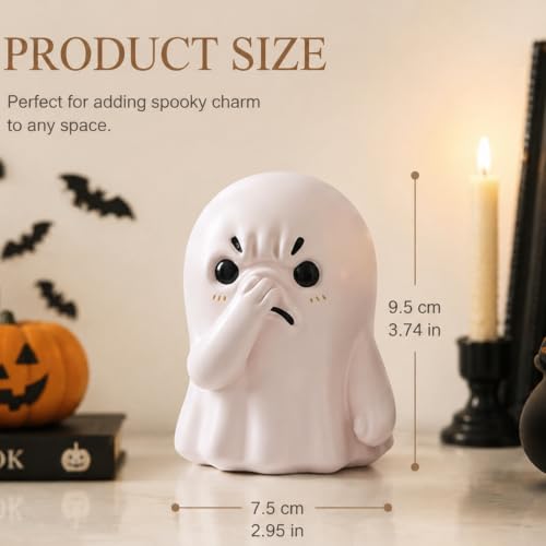 Holding Nose Ghost Figurine – Funny Halloween Ghost Statue for Bathroom or Shelf Decor, Spooky Knick Knacks, Cute Resin Desk Figurines, Ghost Decorations and Quirky Home Gifts (White) - color: White