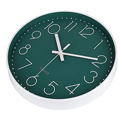 jomparis 12 Inch Silent Non-Ticking Battery Operated Round Wall Clock Easy to Read Peacock Color Wall Clocks - color: 1 Pack - Peacock, size: 12 Inch