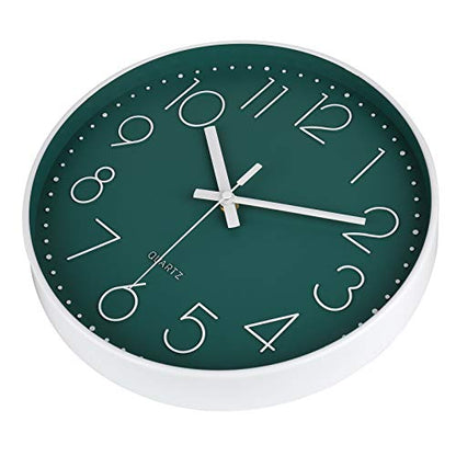 jomparis 12 Inch Silent Non-Ticking Battery Operated Round Wall Clock Easy to Read Peacock Color Wall Clocks - color: 1 Pack - Peacock, size: 12 Inch