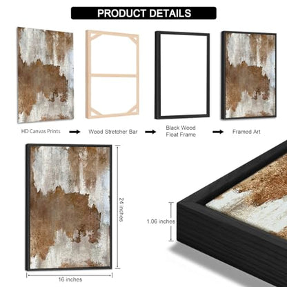Large Framed Canvas Wall Art, Rustic Brown Abstract Prints, 16"x24"x3 - color: sepia, size: 16" X 24" X 3pcs Framed