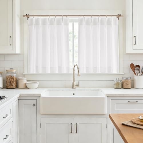 Vision Home White Pinch Pleated Tier Curtains 24 inch - color: White/Pinch, size: 25"W x 24"L (Pack of 2)