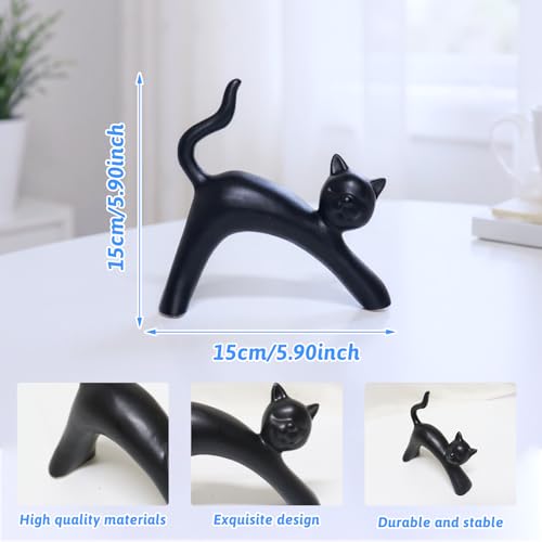 Zerzsy Ceramic Cat Statue, 2-Pack Black and White Kitten Figurine - color: Black White-cat