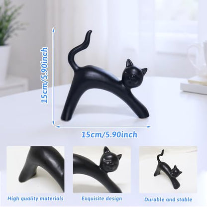 Zerzsy Ceramic Cat Statue, 2-Pack Black and White Kitten Figurine - color: Black White-cat